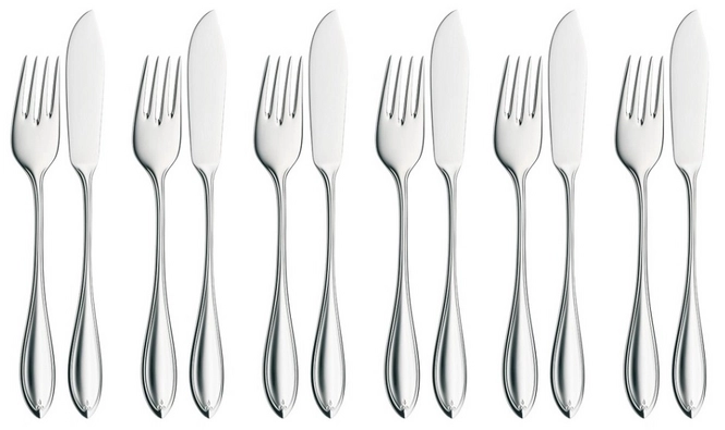 WMF couverts de poisson 12 pièces: Cromargan protéger 12.7435.6346 Jetté - Maison